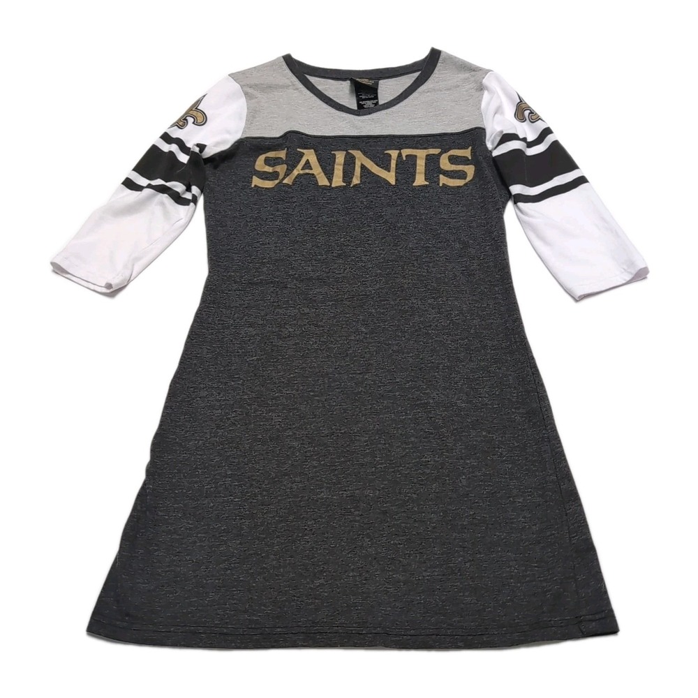 NFL New‎ Orleans Saints Juniors Collection Knit Mini Dress Size S 3/5 Gray Black